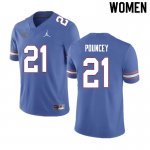 Women's Florida Gators #21 Ethan Pouncey NCAA Nike Blue Authentic Stitched College Football Jersey QXI2762IX